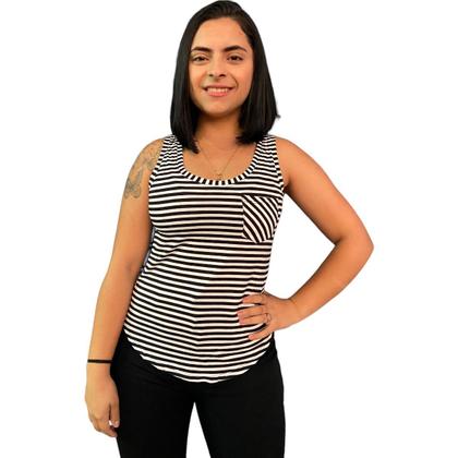 Imagem de Regatinha feminina listrada mosaico