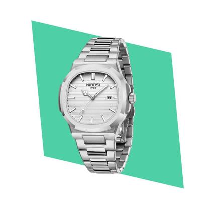 Imagem de Relógio de Pulso Elegante em Aço Inoxidável Prata  Design Redondo e Luminoso