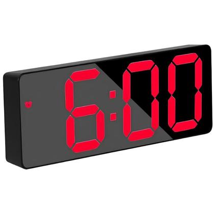 Imagem de Relógio Digital Despertador c/ LED Voz Data Temperatura Soneca USB Pilha Brilho Ajustável de Mesa