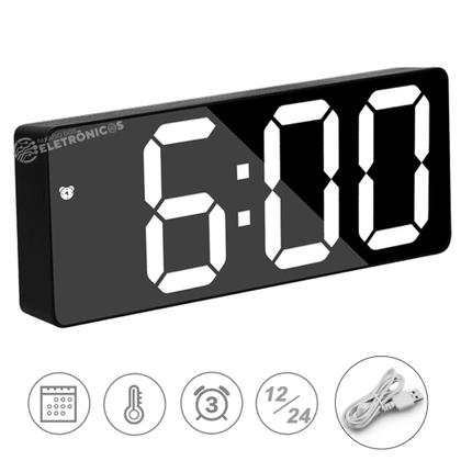 Imagem de Relógio Digital LED Alarme Eletrônico, Data e Termômetro Números super brilhantes  ZB4004