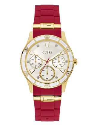 Imagem de Relógio GUESS Feminino Gold-Tone com Pulseira de Silicone Vermelha - U1157L2