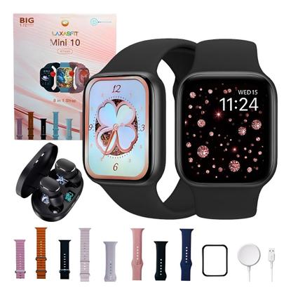 Imagem de Relógio Inteligente Smartwatch W10 Mini 8 Pulseiras Preto Pro Chatgpt Série 11 Gps
