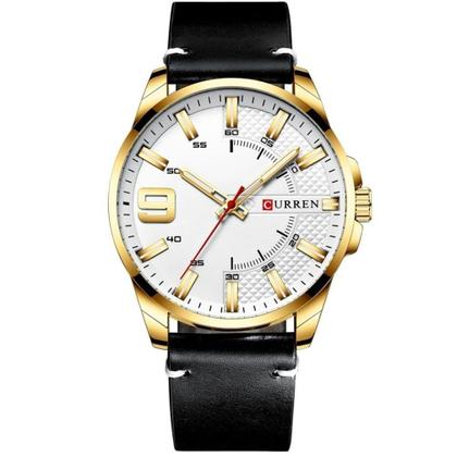 Imagem de Relógio Masculino Pulseira de Couro Quartzo Curren 8371