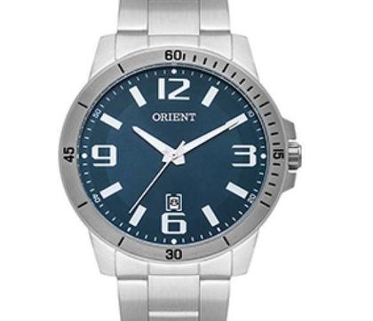 Imagem de Relogio Orient Masculino prata fundo azul com calendário MBSS1419 D2SX