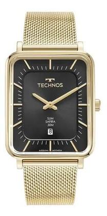 Imagem de Relógio Slim Safira Quadrado Dourado