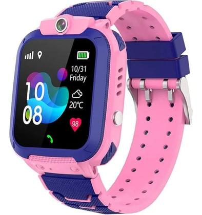Imagem de Relógio Smartwatch Infantil Inteligente A prova D'gua C2 Rosa Com Rastreador Chip Faz e Recebe Ligações Envio Já