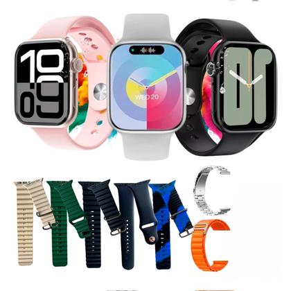 Imagem de Relógio smartwatch K9 Max com 7 pulseiras capa de proteção A prova D'gua envio Imediato Original com Nota Fiscal