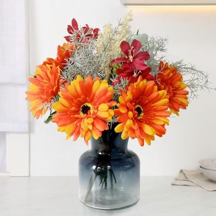Imagem de Restos de flores artificiais com vaso Gerbera Daisy Orchid Wheat