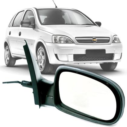 Imagem de Retrovisor Direito passageiro Chevrolet Corsa Montana 2002 2003 2004 2005 2006 2007 2008 2009 2010 2011 2012 com Controle Interno Manual e Dobravél