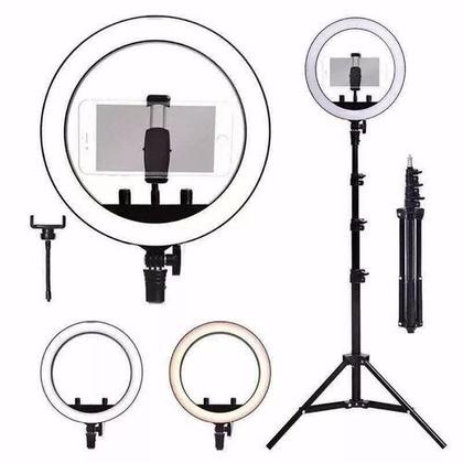 Imagem de Ring light iluminador live video foto 26cm 10" tripé 1,5m