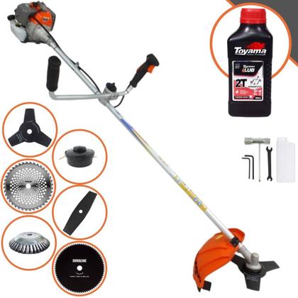 Imagem de Roçadeira Multifuncional Lateral À Gasolina Vulcan VR330-P 33cc 1,2HP de Potência 10.000rpm Completa Com Carretel de Nylon e Faca 3 Pontas + 3 Lâminas EXTRA + Escova de Aço + ÓLEO TOYAMA FG50 2 Tempos