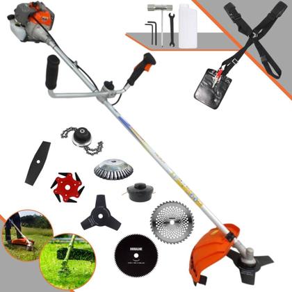 Imagem de Roçadeira Vulcan VR330P 33cc 1,2HP 8 Em 1 Completa Com Guidão Anti-Vibração Carretel e Faca 3 Pontas + Kit Faca 2 Pontas, Faca 6 Pontas, Lâmina 40 Dentes de Vídea, Lâmina 80 Dentes, Trimmer e Escova