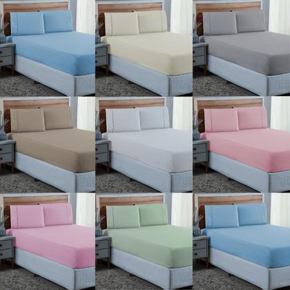 Imagem de Roupa de Cama Solteiro 300 Fios com Ponto Palito 2 peças Lençol 100% Algodão