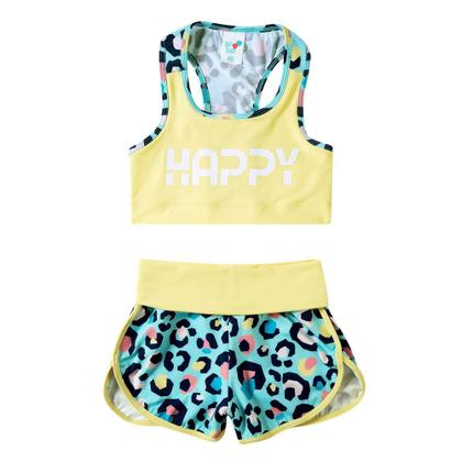 Imagem de Roupa Infantil Feminina para Esporte c/ Uv50+ Beach Tenis Tip Top Conjunto Praia Piscina Bk68