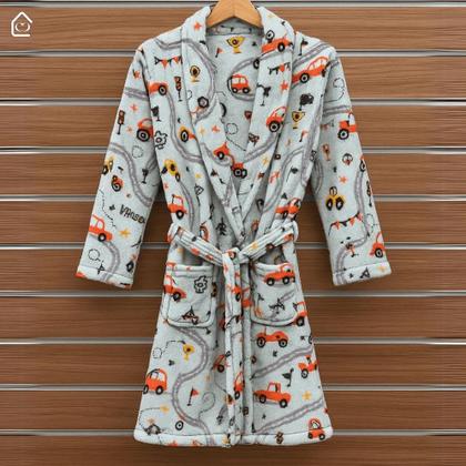 Imagem de Roupão Infantil Menino e Menina Microfibra Plush Frio Inverno Super Macio Com Bolso Várias Estampas