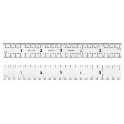 Imagem de Rule de aço Starrett C604R-6 de 6 cm com acabamento cromado acetinado