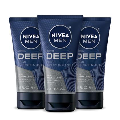Imagem de Sabonete e esfoliante facial Nivea Men Deep Clean com carvão vegetal 75mL x3
