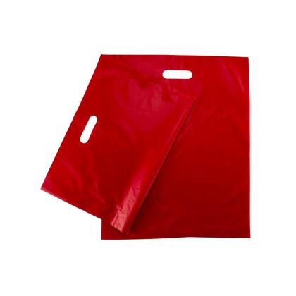 Imagem de Sacola Plástica Boca Palhaço 20x30 Alça Vazada 100u Vermelha