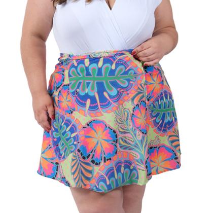 Imagem de Saia Estampada Envelope Transpassada Curta Moda Feminina