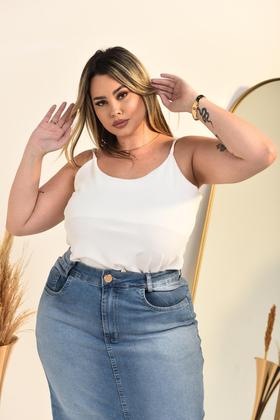 Imagem de Saia Midi Plus Size Com Lycra Elastano Cintura Alta Casual!!