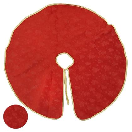 Imagem de Saia para Árvore de Natal em Veludo 75cm Vermelho e Dourado - Florarte