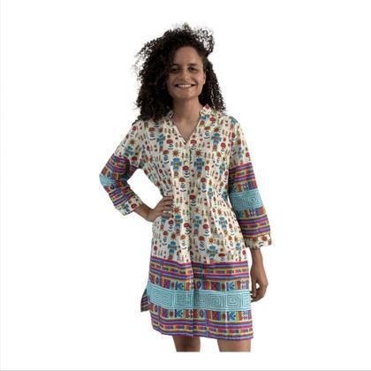 Imagem de Saida De Praia Bata Tunica Indiana Bata Feminina Estampada Floral  Viscose Moda Africana