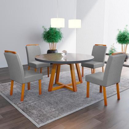 Imagem de Sala de Jantar 110x110 Safira MDF/Vidro 4 Cadeiras Bom Pastor