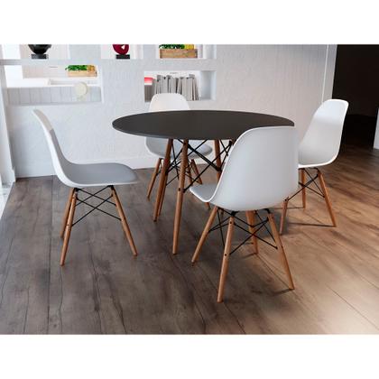 Imagem de Sala de Jantar Mesa Eames Preta 90cm com 4 Cadeiras Brancas - Up Home