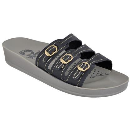 Imagem de Sandália Casual Feminino Ortopédica Conforto 3 Fivelas Anatômica