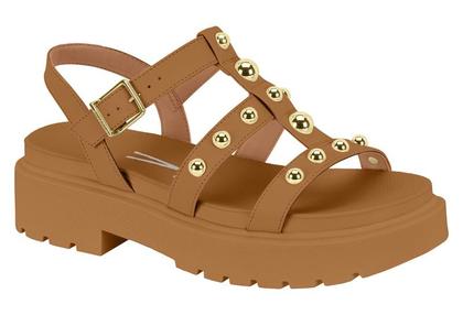 Imagem de Sandália Papete Feminina Vizzano Tratorado Tiras Bolinhas Metalizada Conforto