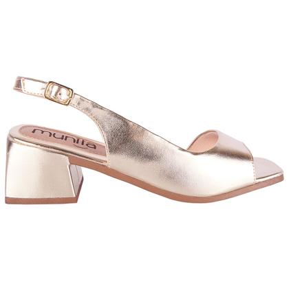 Imagem de Sandália Salto Geometrico Peep Toe Slingback Bico Quadrado