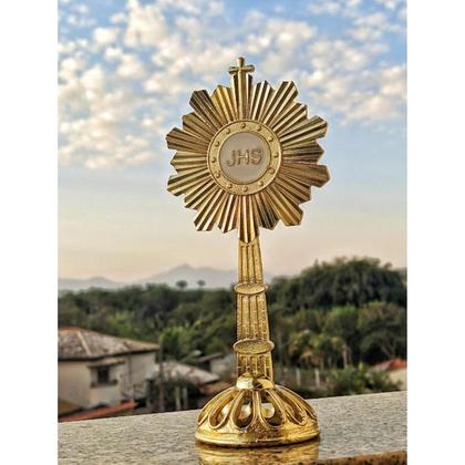 Imagem de Santíssimo Sacramento Ostensório 18cm Metal Dourado Lindo