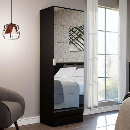 Imagem de Sapateira Armário Multiúso Madesa Isis 1 Porta com Espelhos - Preto