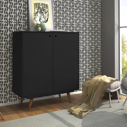 Imagem de Sapateira Retro 50 2 Portas 10 Prateleiras Preto - Olivar Móveis