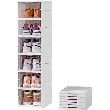 Imagem de Sapateira Vertical Organizador Prateleira Empilhável 6 Pares Portátil Sapato Tênis Quarto Closet