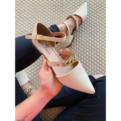 Imagem de sapatilha femina sapatilha basica bico fino detalhe em corrente sapato confortavel femino