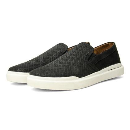Imagem de Sapato Casual Slip On Couro Mocassim Tressê Masculino Conforto Preto
