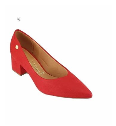 Imagem de Sapato Feminino Scarpin Vizzano Salto Baixo Grosso 1220224 - Camurça Flex Preto