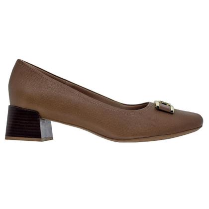 Imagem de Sapato Scarpin Salto Bloco Feminino Usaflex AG1620003 Camel