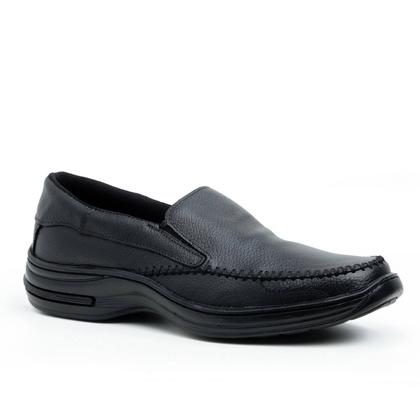 Imagem de Sapato Social Sapatilha Masculino Couro Elástico Calçar Slip On Confortável Bico Quadrado
