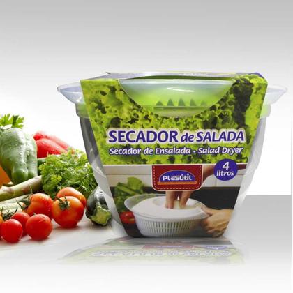 Imagem de Secadora e Centrífuga para Salada, Verduras e Legumes Plasútil 4 litros verde