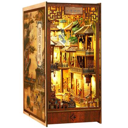 Imagem de Sensor De Luz Led Diy Livro Nook Kit 3d Quebra-cabeça De Madeira Estante Inserção Modelo Casa De