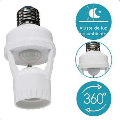 Imagem de Sensor de Movimento E27 com Fotocélula para Iluminação de Áreas Comerciais e Residenciais