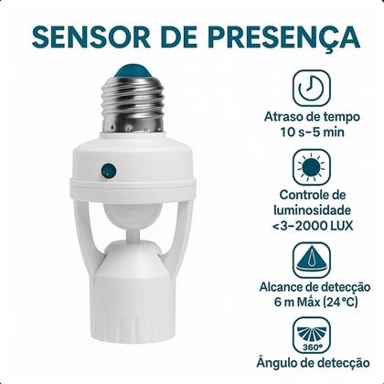 Imagem de Sensor de Presença E27 com Fotocélula para Casas e Escritórios