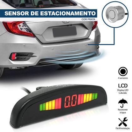 Imagem de Sensor de Ré Estacionamento Prata Aviso Sonoro Agile 2012 2013 2014 2015 2016