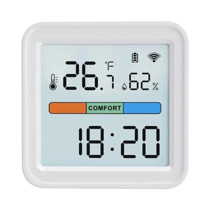 Imagem de Sensor De Temperatura E Umidade WiFi Inteligente Com Tela LCD Higrômetro Termômetro Alexa Google