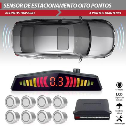 Imagem de Sensor Dianteiro e Traseiro Prata Fiat Stilo 2007 2008 2009 2010 2011 Estacionamento Aviso Sonoro