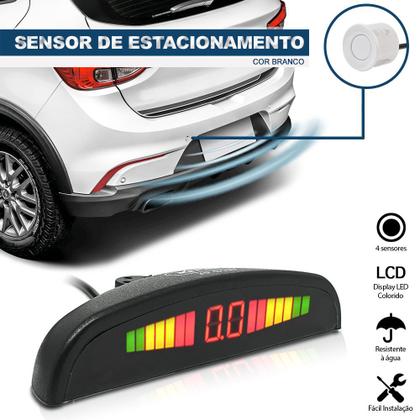 Imagem de Sensor Ré Automotivo Carro Estacionamento Display Sonoro Branco Chevrolet Agile 2010 2011 2012 2013 2014 2015 2016