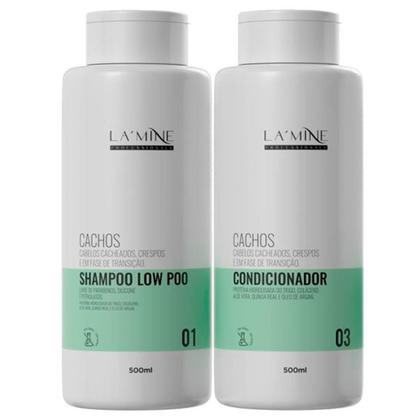 Imagem de Shampoo + Condicionador Cachos Cabelo Cacheado Lamine 500Ml