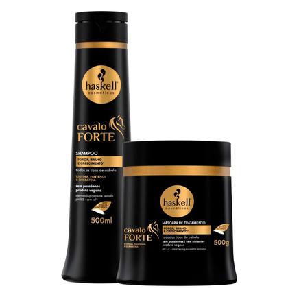 Imagem de Shampoo e Máscara 500g Haskell Cavalo Forte Kit para Crescimento Capilar